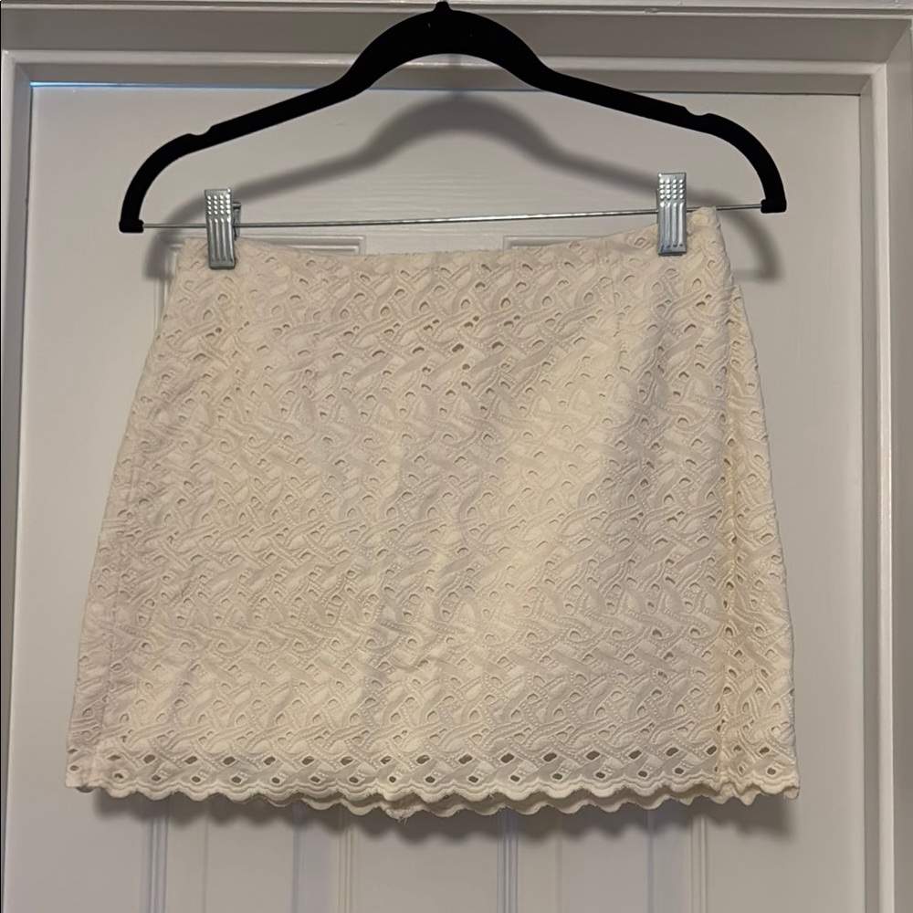 Lilly Pulitzer Cream Embellished Mini Skirt